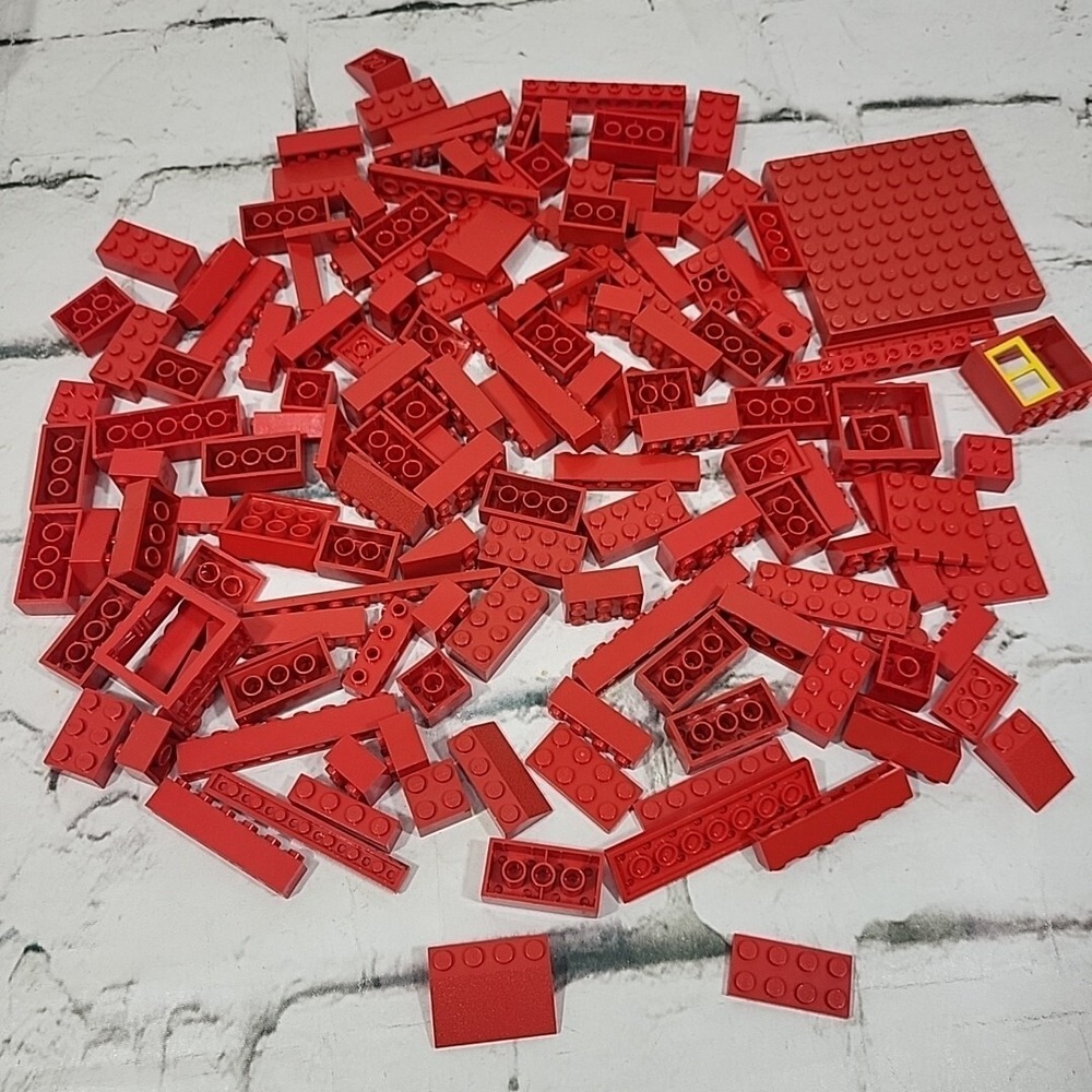 Lego Bricks 150 Pieces All Red Assorted Shapes Sizes Bulk Replacement Lot - Picture 3 of 4